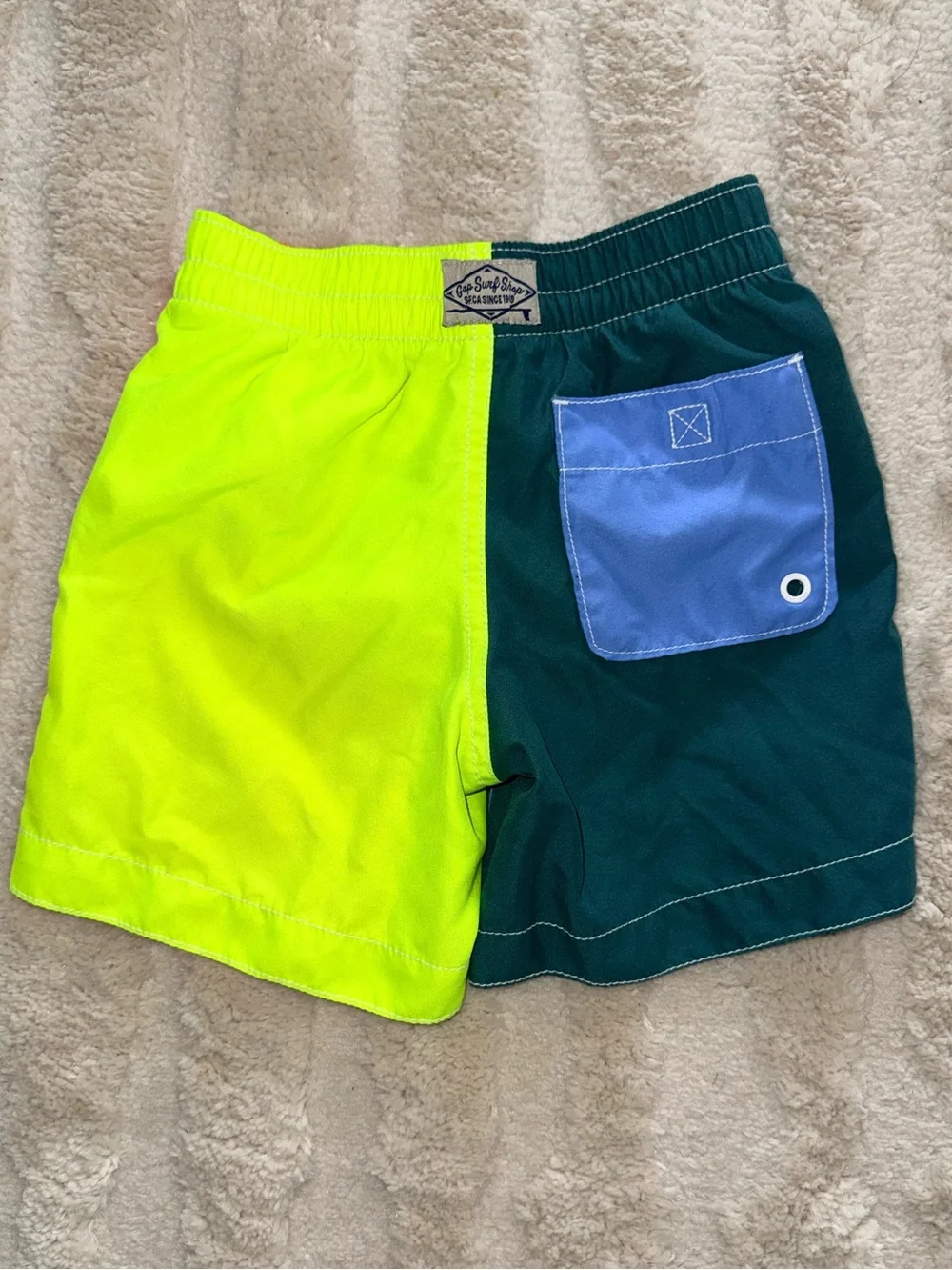 GAP Boys Colorblock Swim Trunks - Blue, Orange & Neon Yellow